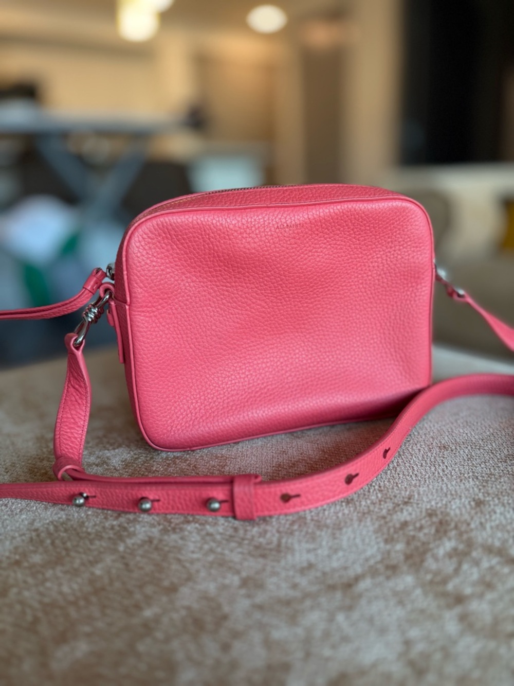 All Saints Pink Leather Crossbody Bag